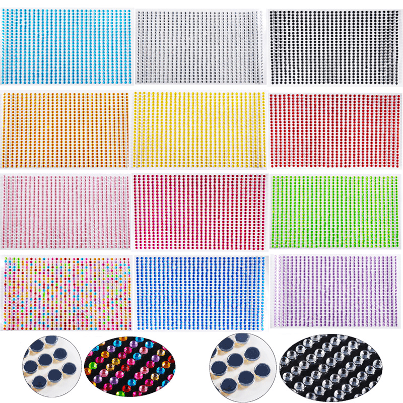 12PCS 3-5 Self-adhesive Gem Sticker Rhinestone Crystal For DIY Craft Nails