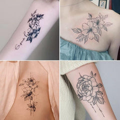 12pcs Waterproof Flower Tattoo Stickers for Women