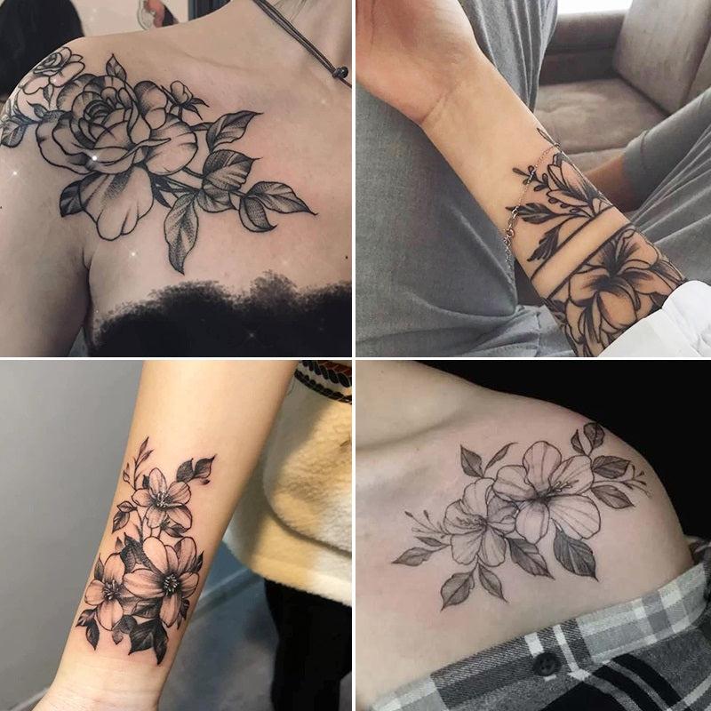 12pcs Waterproof Flower Tattoo Stickers for Women