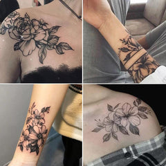 12pcs Waterproof Flower Tattoo Stickers for Women