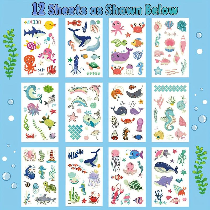 Luminous Ocean Animals Temporary Tattoo Stickers - Glow Under Sea