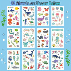 Luminous Ocean Animals Temporary Tattoo Stickers - Glow Under Sea