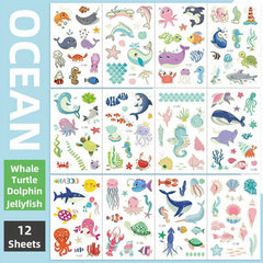Luminous Ocean Animals Temporary Tattoo Stickers - Glow Under Sea