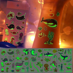 Luminous Ocean Animals Temporary Tattoo Stickers - Glow Under Sea