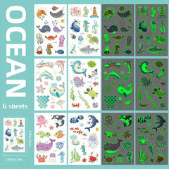 Luminous Ocean Animals Temporary Tattoo Stickers - Glow Under Sea