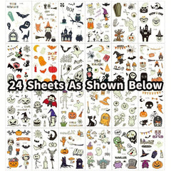24 Glow In Dark Halloween Temporary Tattoos