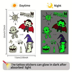 24 Glow In Dark Halloween Temporary Tattoos