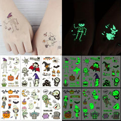 24 Glow In Dark Halloween Temporary Tattoos