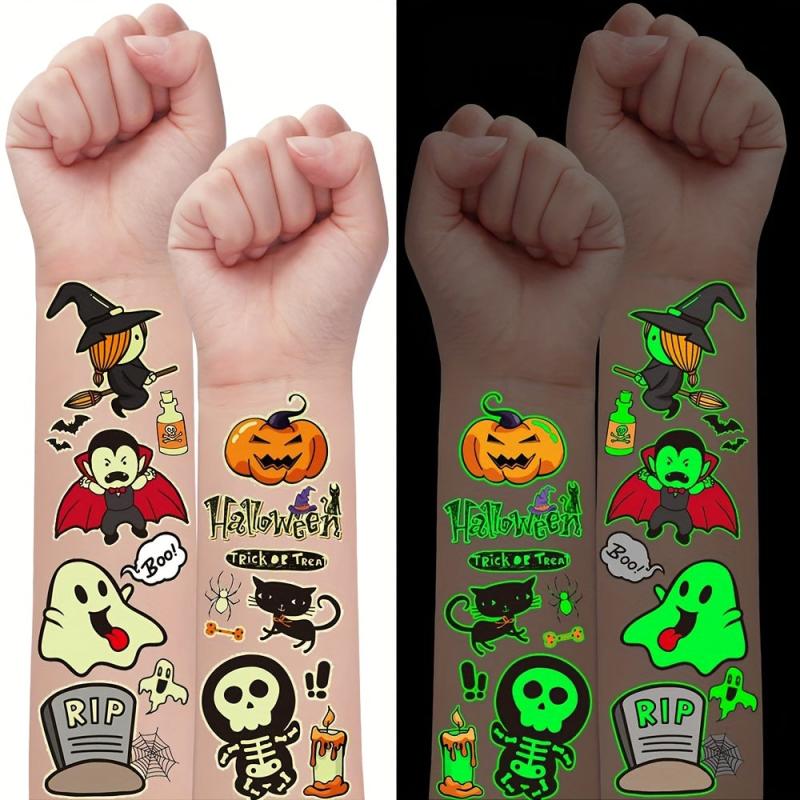 24 Glow In Dark Halloween Temporary Tattoos