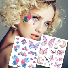12 Sheets Butterfly Face Sticker Temporary Tattoo Sticker Glitter Eye Sticker