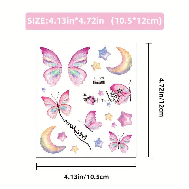 12 Sheets Butterfly Face Sticker Temporary Tattoo Sticker Glitter Eye Sticker