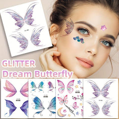 12 Sheets Butterfly Face Sticker Temporary Tattoo Sticker Glitter Eye Sticker