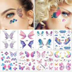 12 Sheets Butterfly Face Sticker Temporary Tattoo Sticker Glitter Eye Sticker