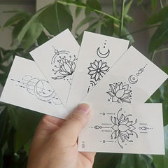 Temporary Moon & Flowers Tattoo Stickers, 30 Sheets