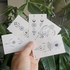 Temporary Moon & Flowers Tattoo Stickers, 30 Sheets