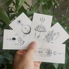 Temporary Moon & Flowers Tattoo Stickers, 30 Sheets