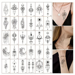 Temporary Moon & Flowers Tattoo Stickers, 30 Sheets