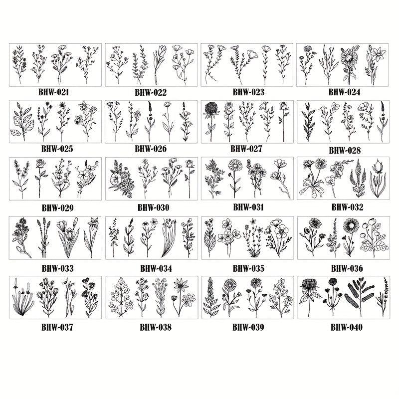 Wild Plant Temporary Tattoos Lavender, Sweet Pea, Larkspur Patterns