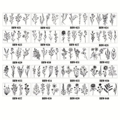 Wild Plant Temporary Tattoos Lavender, Sweet Pea, Larkspur Patterns