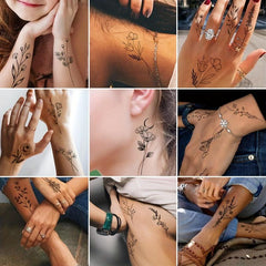 Wild Plant Temporary Tattoos Lavender, Sweet Pea, Larkspur Patterns