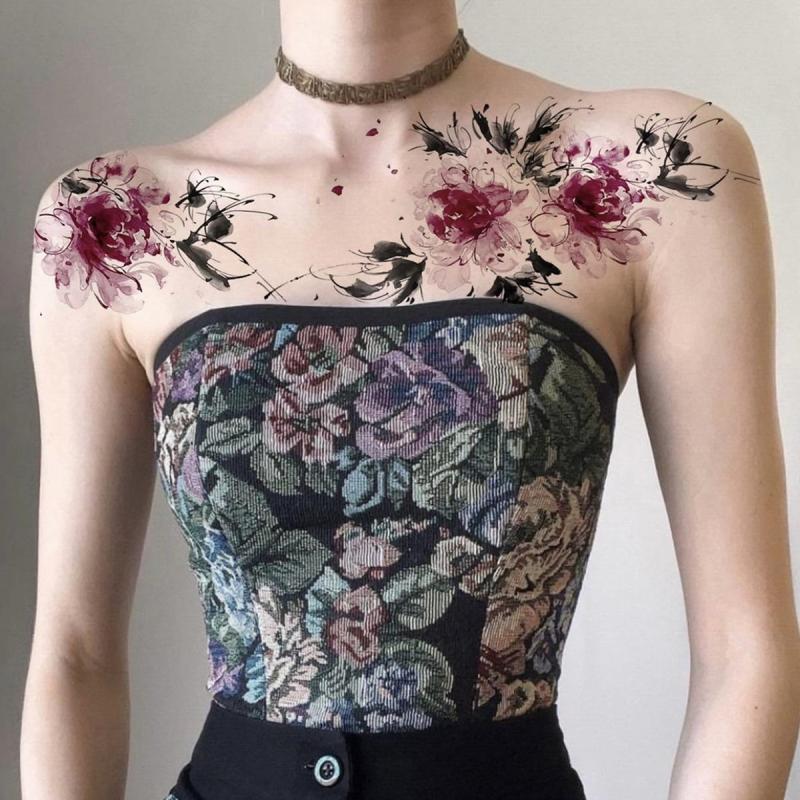 Waterproof Flowers Tattoo Sticker for Women and Men - Temporary Body Art