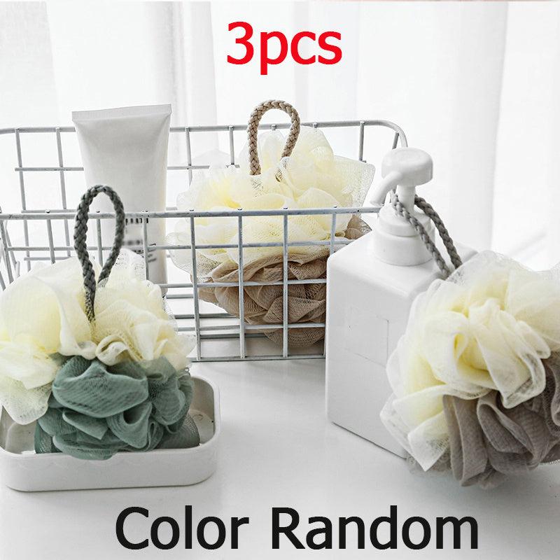 2pcs 3pcs Large Two Tone Loofahs with Mesh Balls Soft Body Scrubber