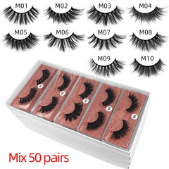 50 Pairs Faux Mink Lashes Natural Long False Eyelashes Set