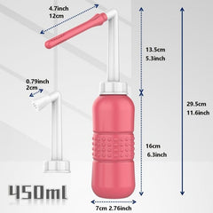 Hot Pink Travel Bidet & Private Parts Washer 2 in 1 Feminine Care Peri Bottle