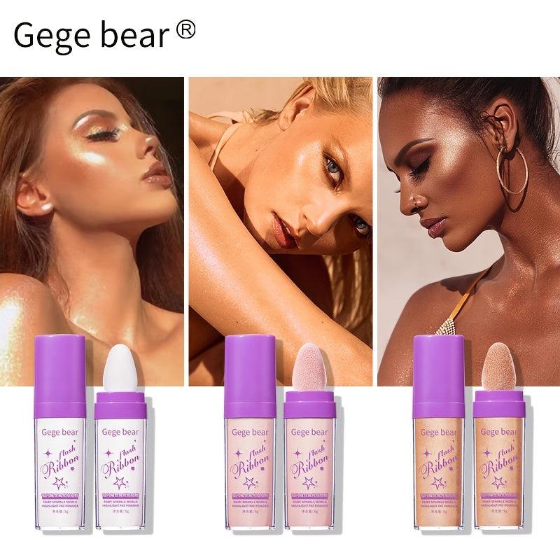 Pearly Glitter Body Highlighter Powder w/Sponge - Contouring & Brightening