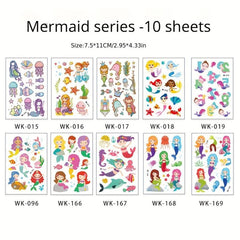 10 Pcs Beach Party Waterproof Stickers Flamingo Heart Mermaid Rainbow Decoration