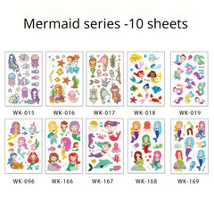 10 Pcs Beach Party Waterproof Stickers Flamingo Heart Mermaid Rainbow Decoration