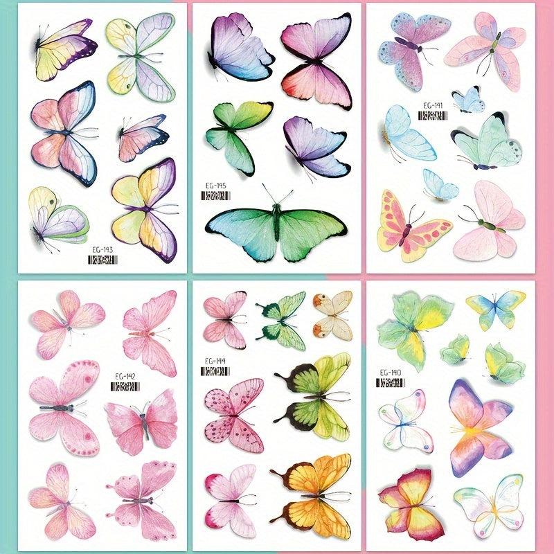 Glitter Butterfly Temporary Tattoos For Women - Colorful Waterproof Stickers