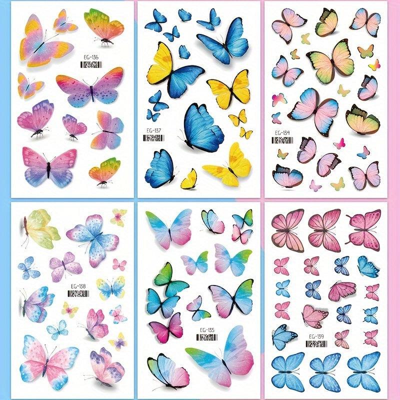 Glitter Butterfly Temporary Tattoos For Women - Colorful Waterproof Stickers