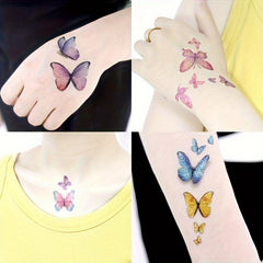 Glitter Butterfly Temporary Tattoos For Women - Colorful Waterproof Stickers