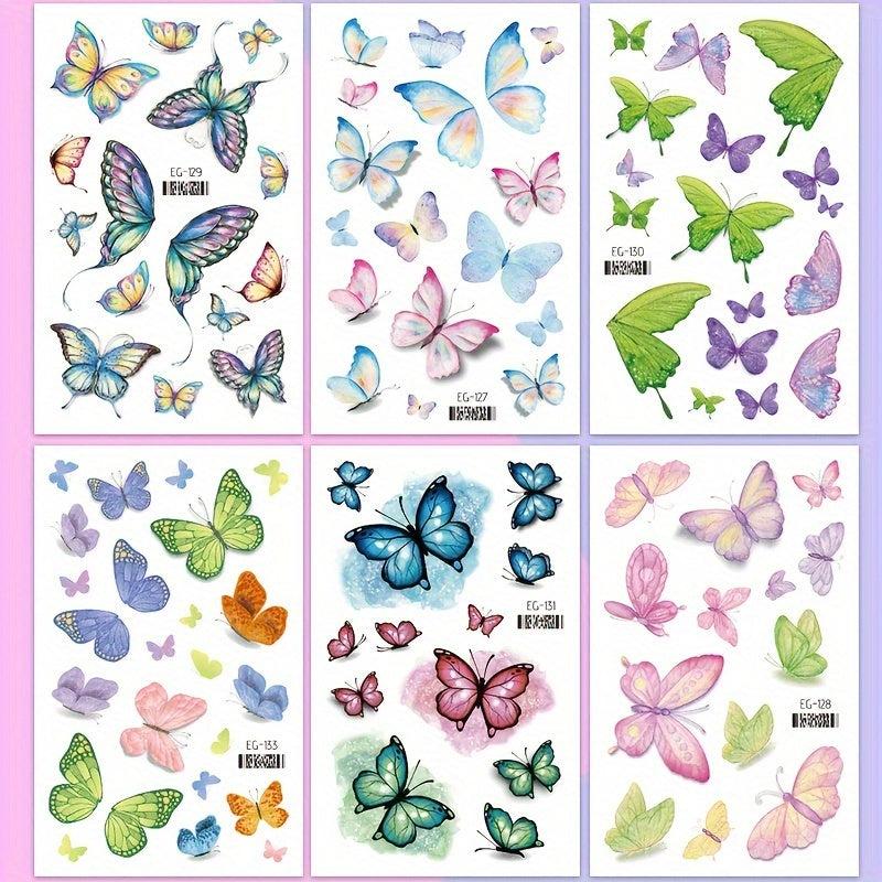 Glitter Butterfly Temporary Tattoos For Women - Colorful Waterproof Stickers