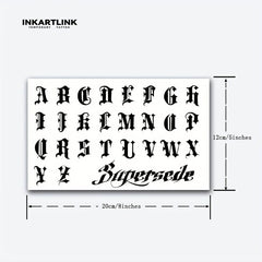 Gothic Alphabet Temporary Tattoo Sticker Long Lasting Ink