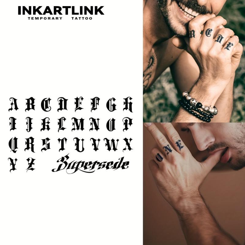 Gothic Alphabet Temporary Tattoo Sticker Long Lasting Ink