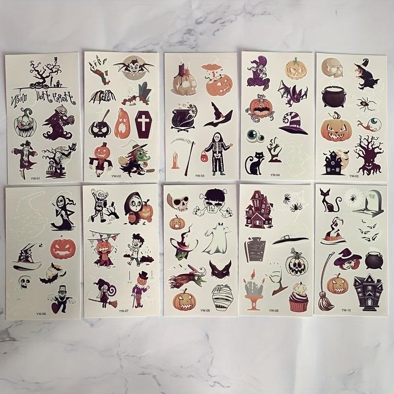 Halloween Makeup Luminous Grim Reaper Tattoo Stickers