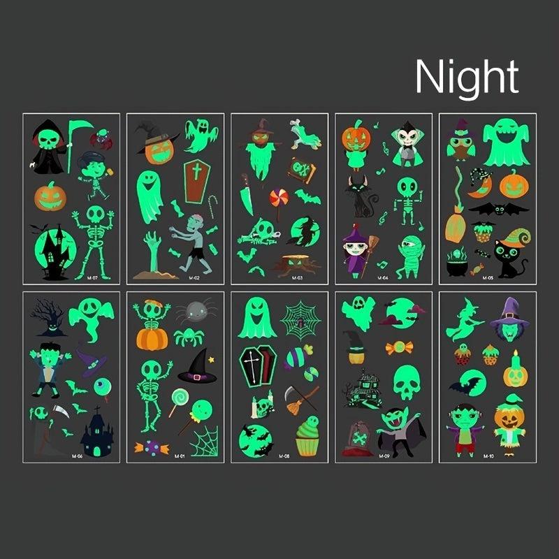 Halloween Makeup Luminous Grim Reaper Tattoo Stickers