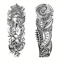 2pcs Full Arm Totem Waterproof Temporary Tattoo Sticker L19 xW7