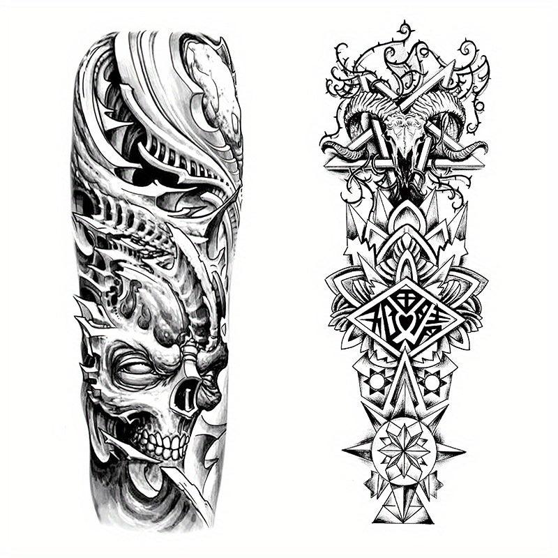2pcs Full Arm Totem Waterproof Temporary Tattoo Sticker L19 xW7