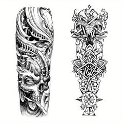 2pcs Full Arm Totem Waterproof Temporary Tattoo Sticker L19 xW7