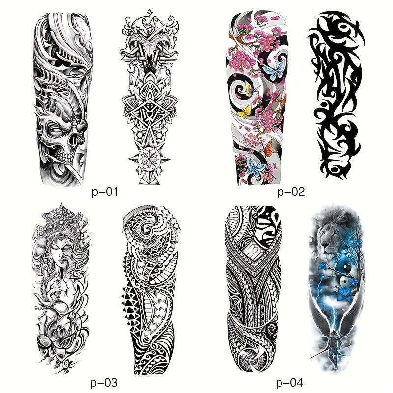 2pcs Full Arm Totem Waterproof Temporary Tattoo Sticker L19 xW7