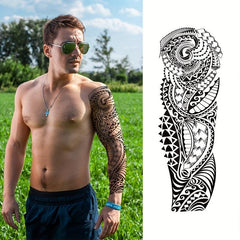 2pcs Full Arm Totem Waterproof Temporary Tattoo Sticker L19 xW7