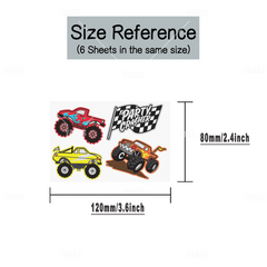 6 Sheet Race Car Temporary Tattoo Stickers for Kids