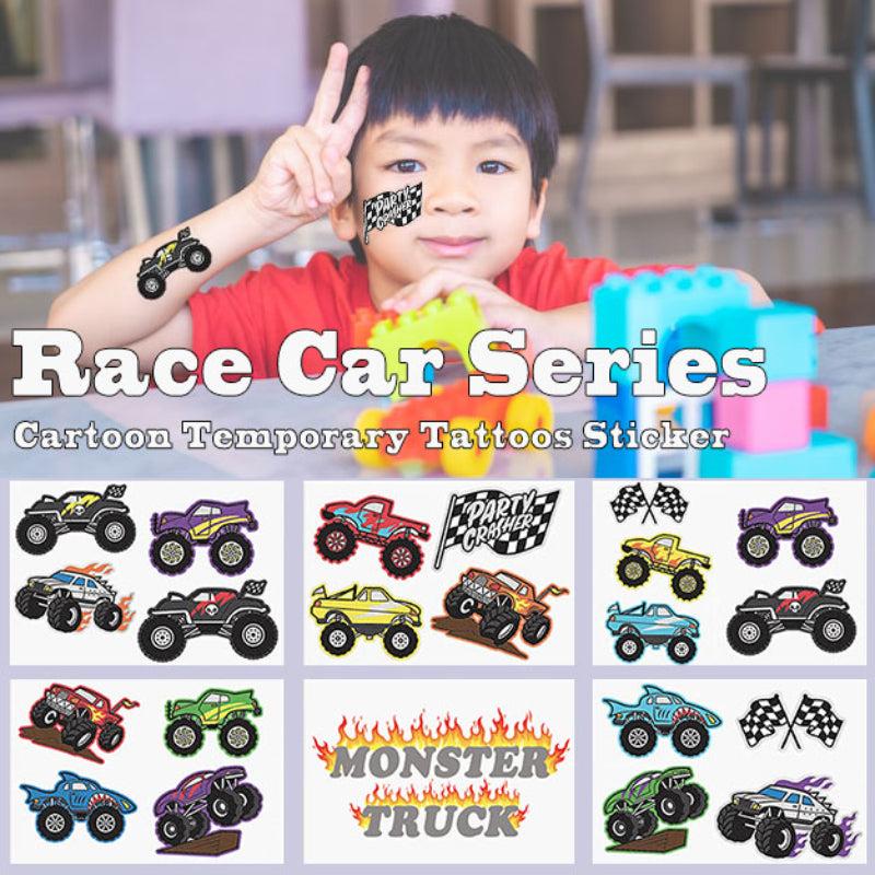 6 Sheet Race Car Temporary Tattoo Stickers for Kids