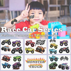6 Sheet Race Car Temporary Tattoo Stickers for Kids