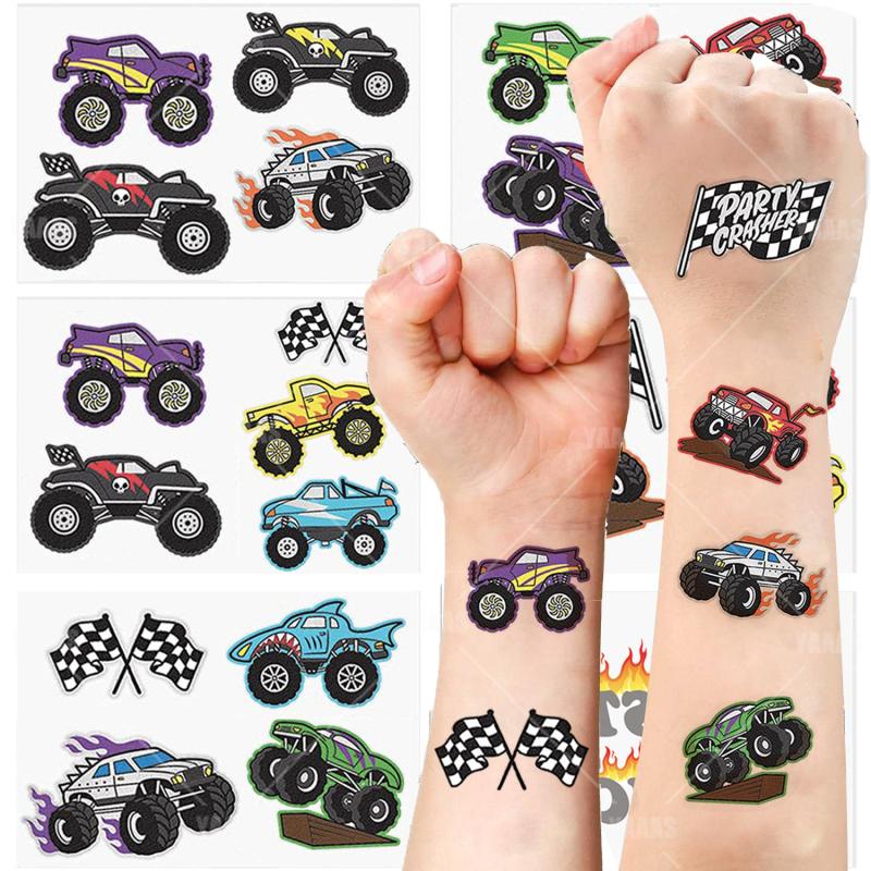 6 Sheet Race Car Temporary Tattoo Stickers for Kids