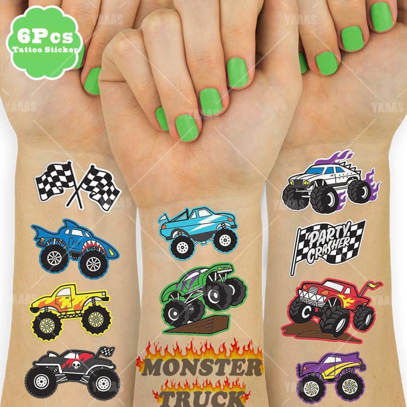 6 Sheet Race Car Temporary Tattoo Stickers for Kids