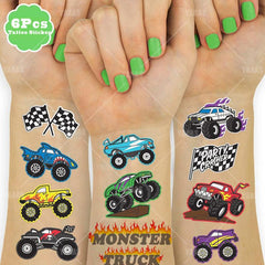 6 Sheet Race Car Temporary Tattoo Stickers for Kids